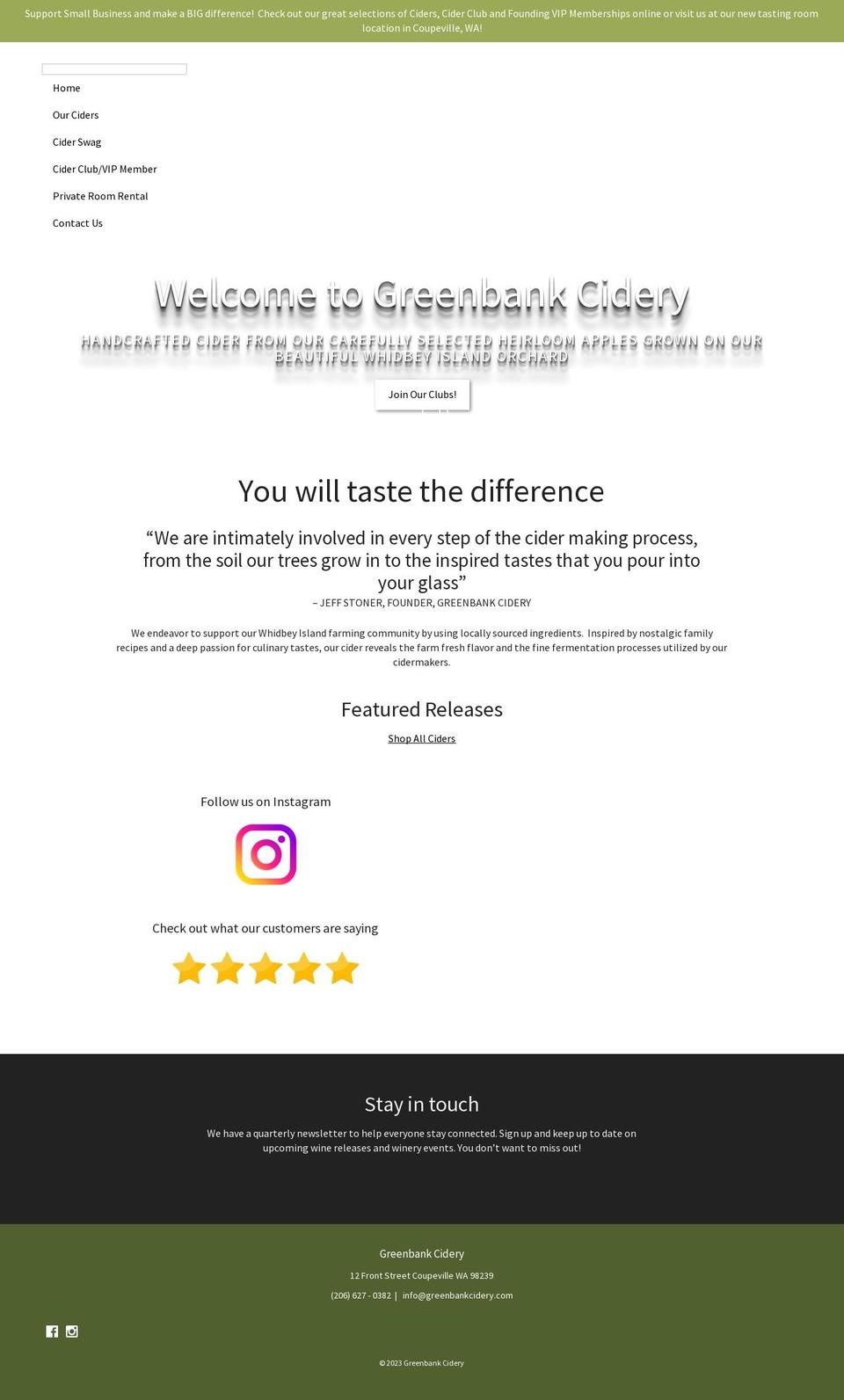 greenbankcidery.com shopify website screenshot