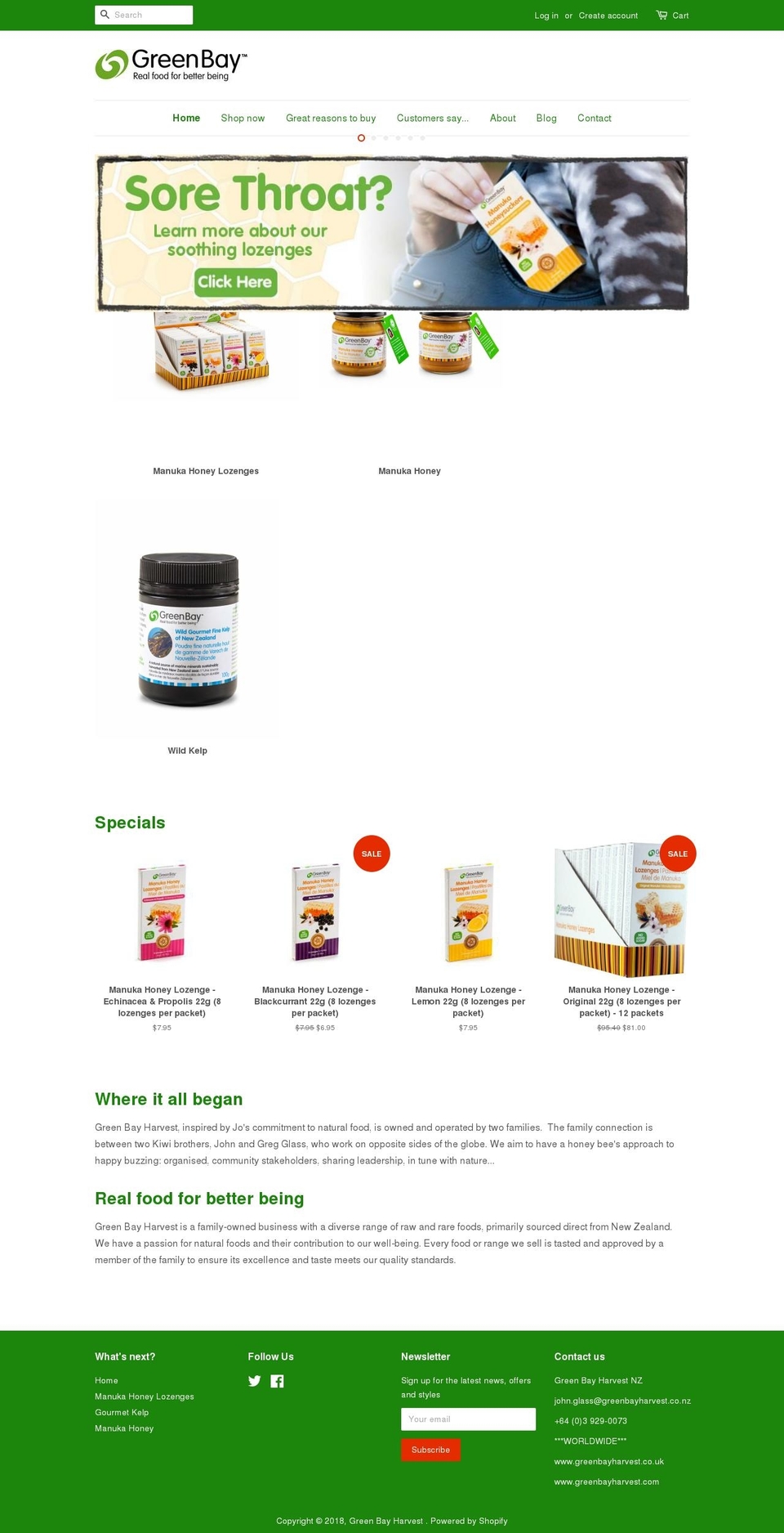 greenbayharvest.co.nz shopify website screenshot