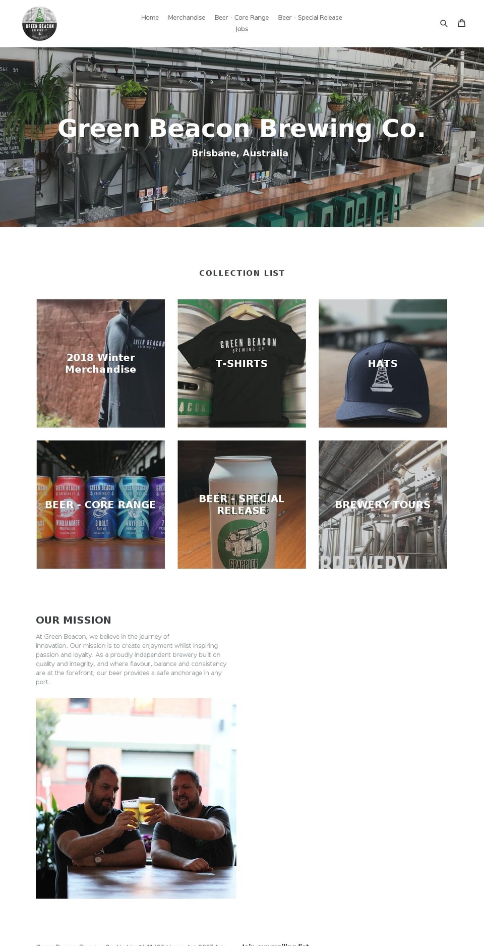 greenbeaconbrewingco.store shopify website screenshot