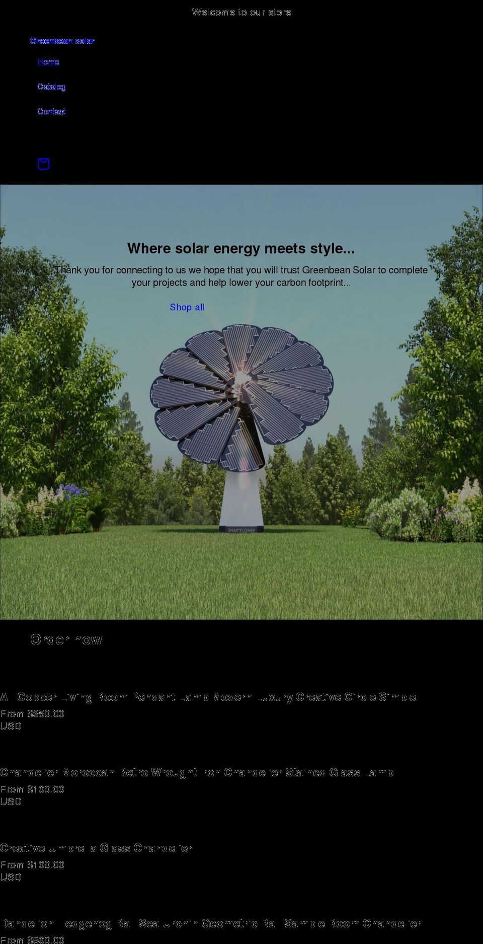 greenbean.solar shopify website screenshot