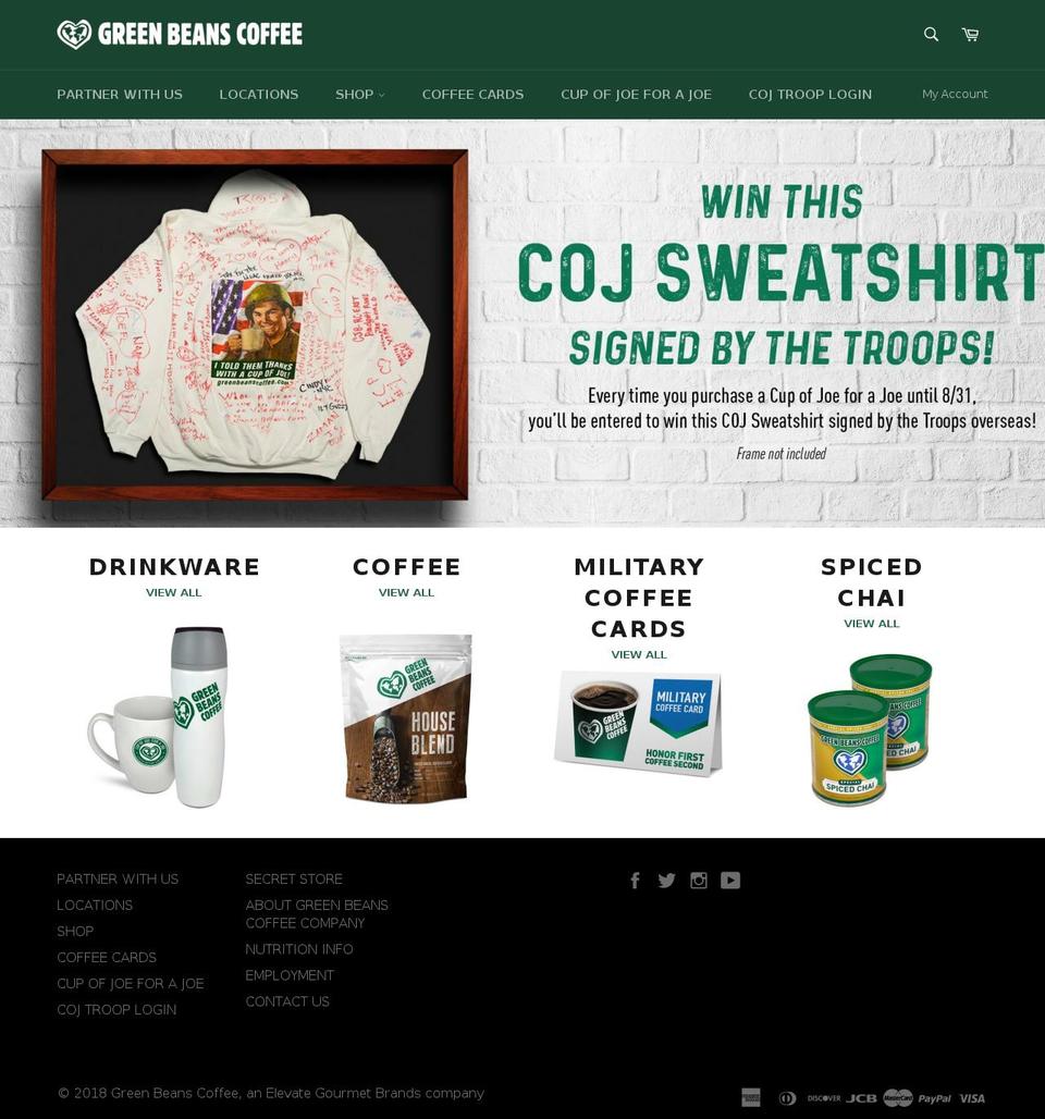 greenbeanscoffeecoldbrew.com — Shopify storefront screenshot
