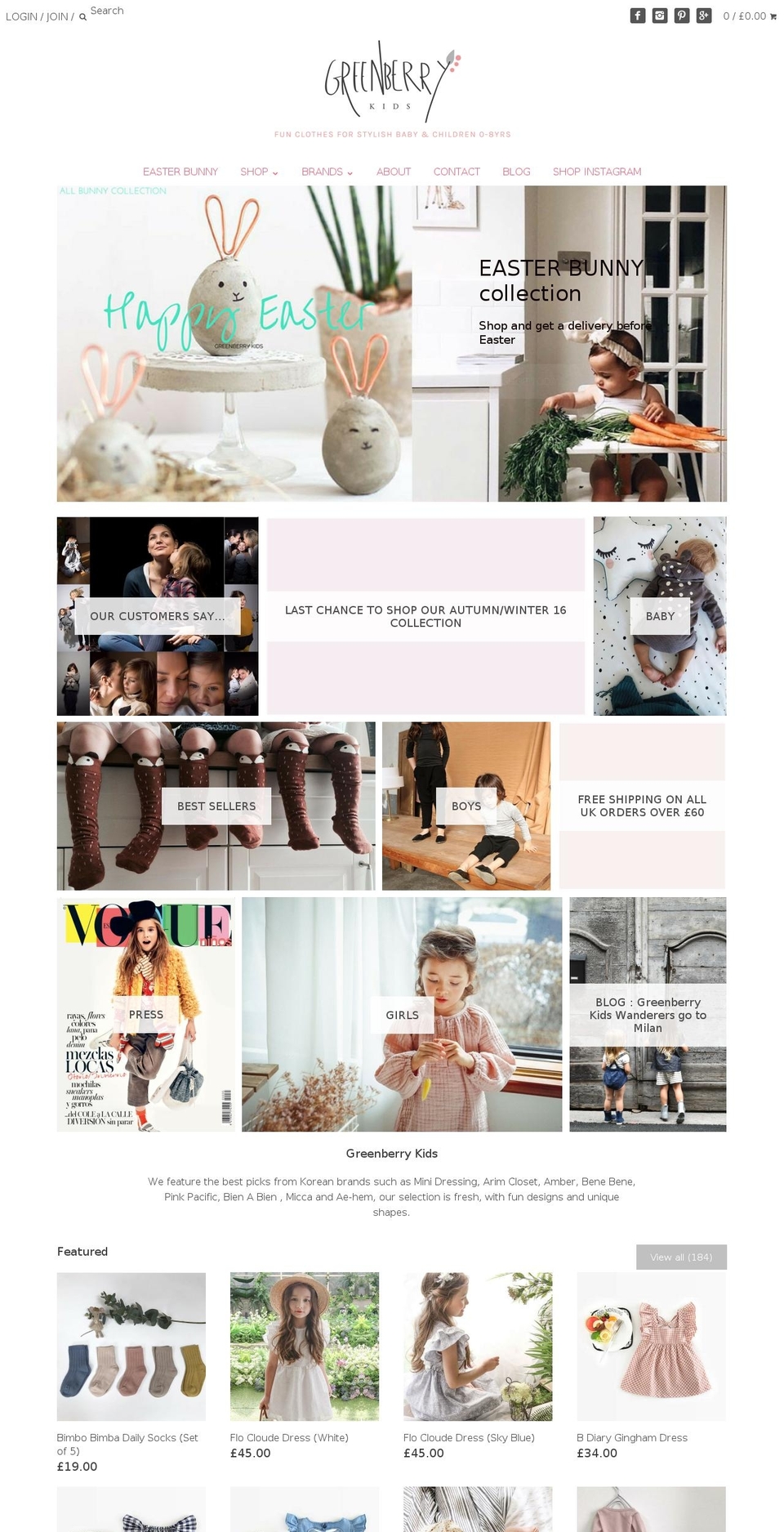 Focal Shopify theme site example greenberrykids.com