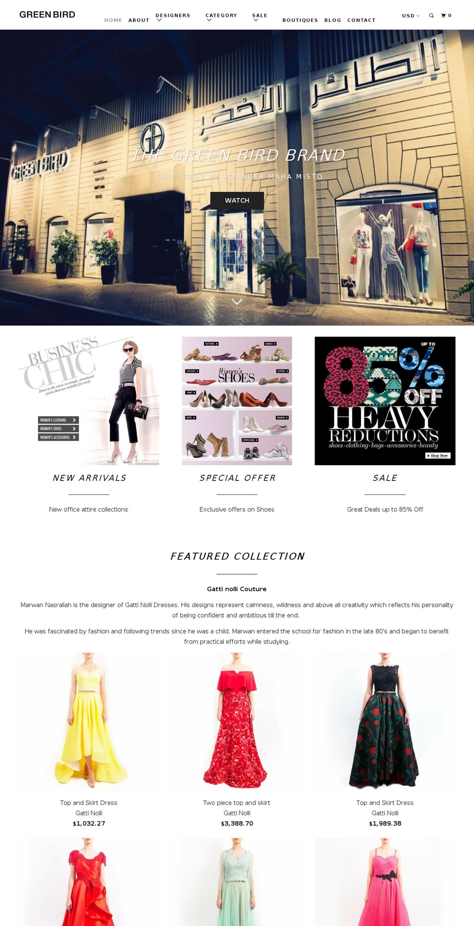 greenbirdboutique.com shopify website screenshot