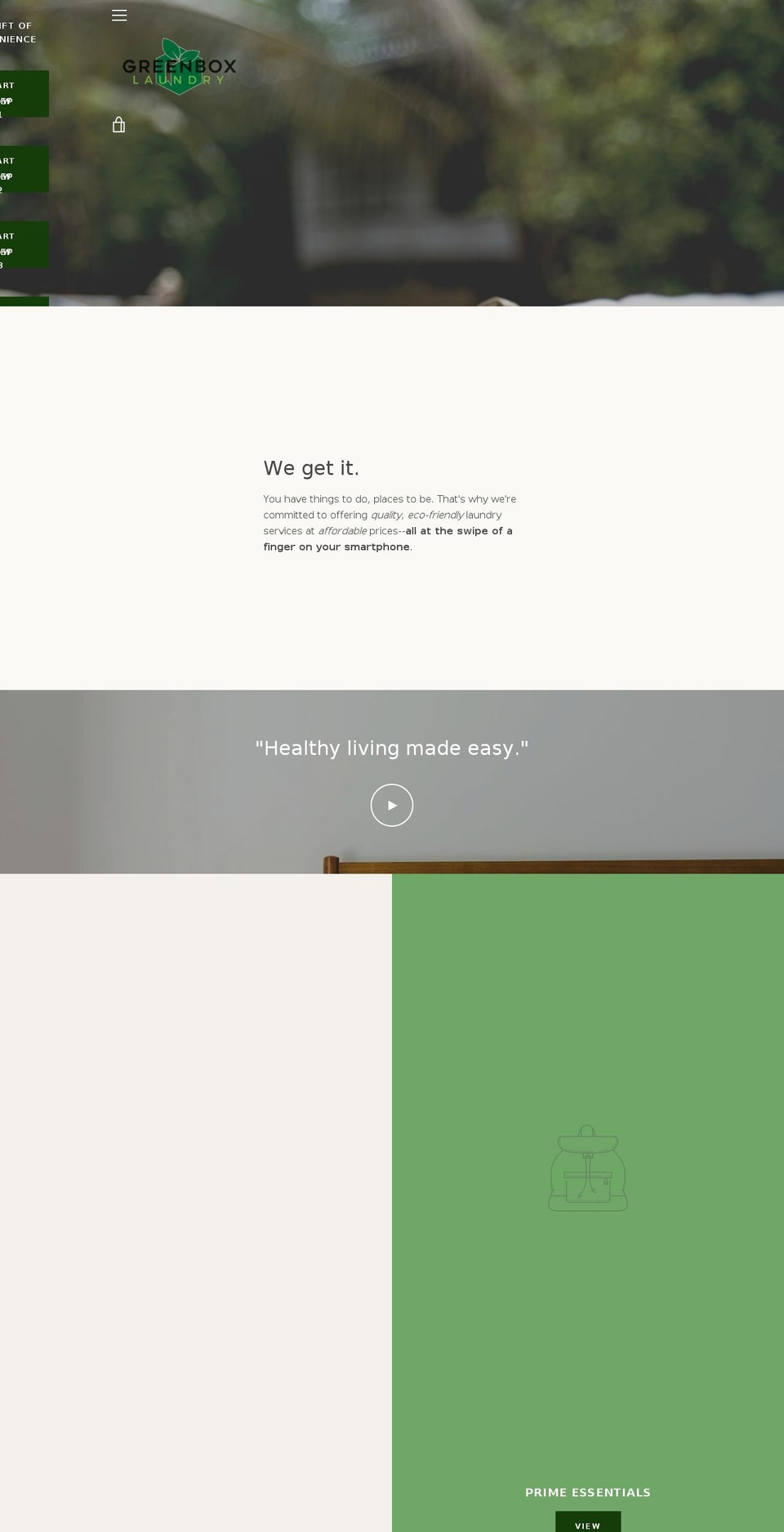 greenboxlaundry.com — Shopify storefront screenshot
