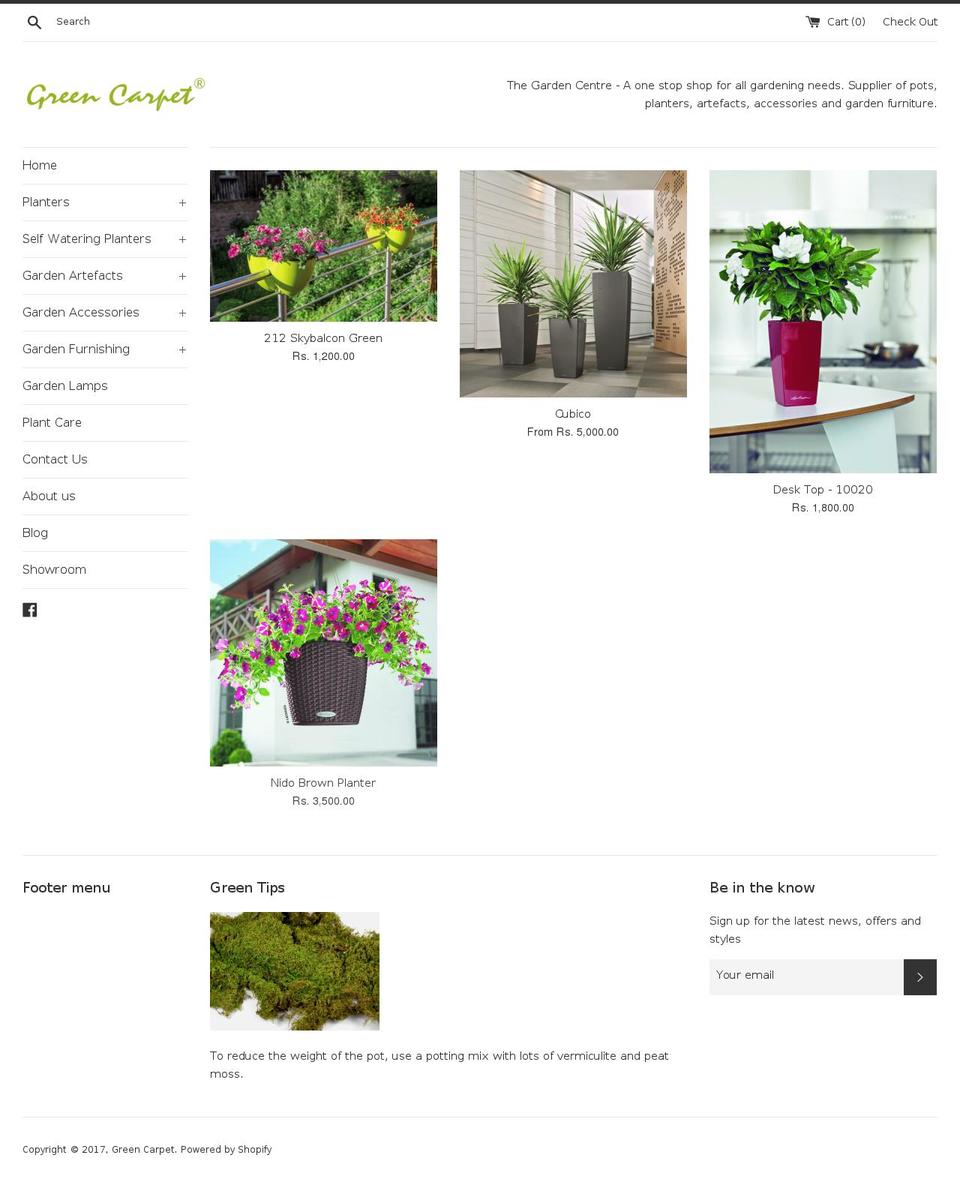 greencarpet.in shopify website screenshot