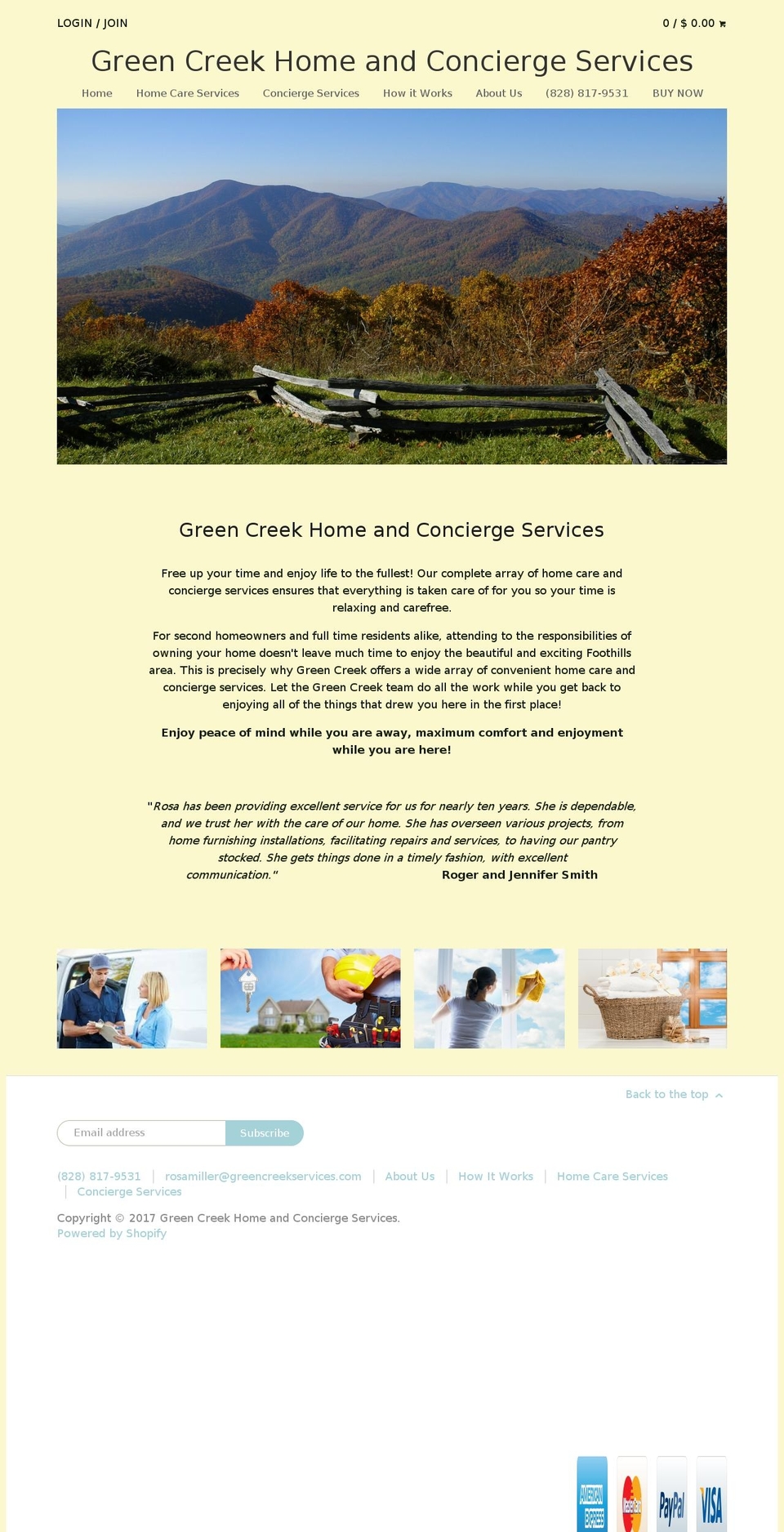 greencreekservices.com shopify website screenshot
