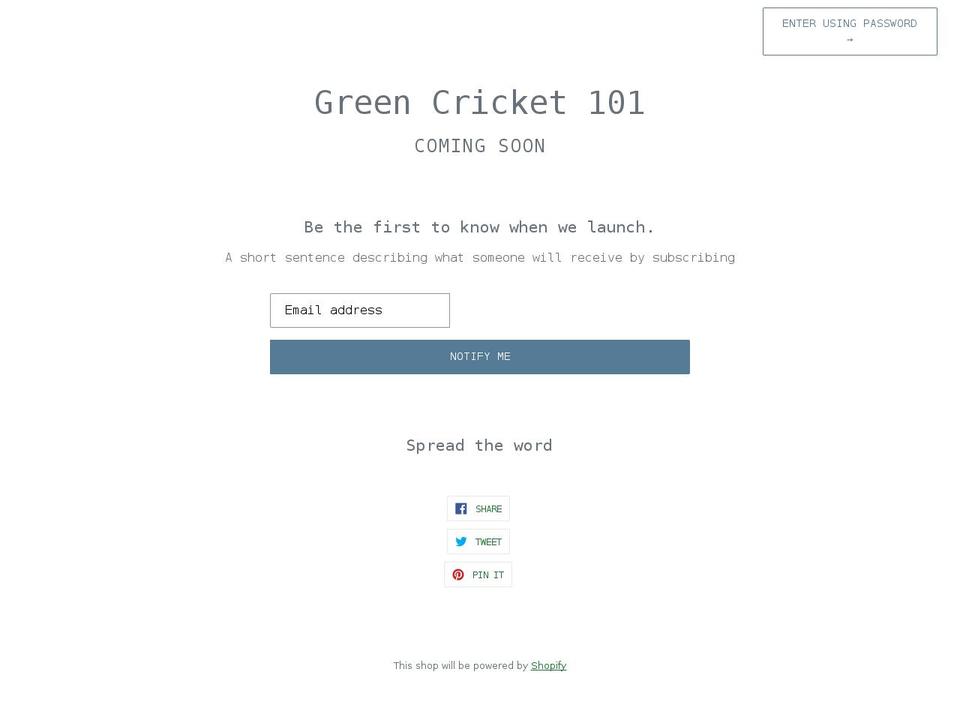 greencricket101.com shopify website screenshot