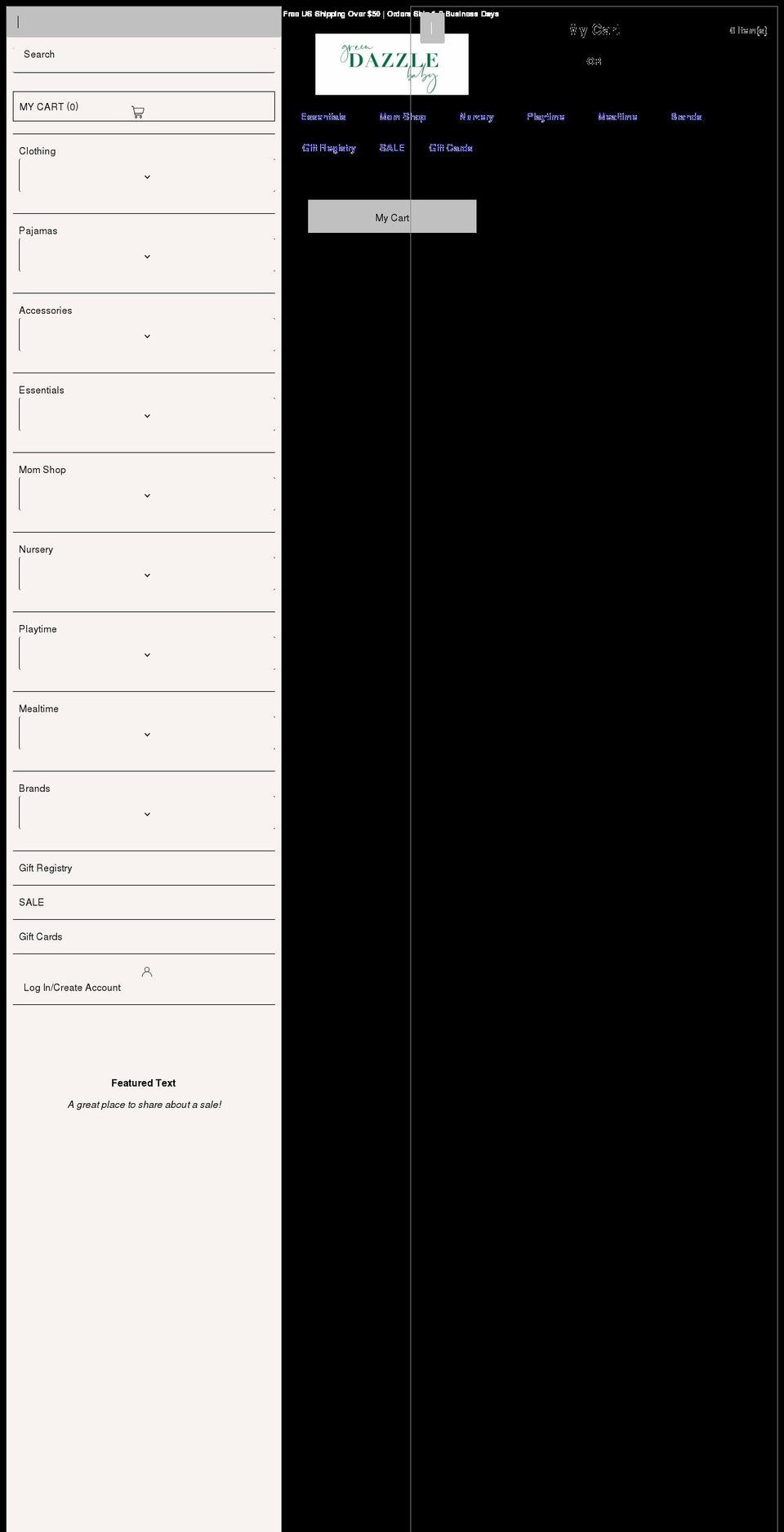 greendazzlebaby.com shopify website screenshot