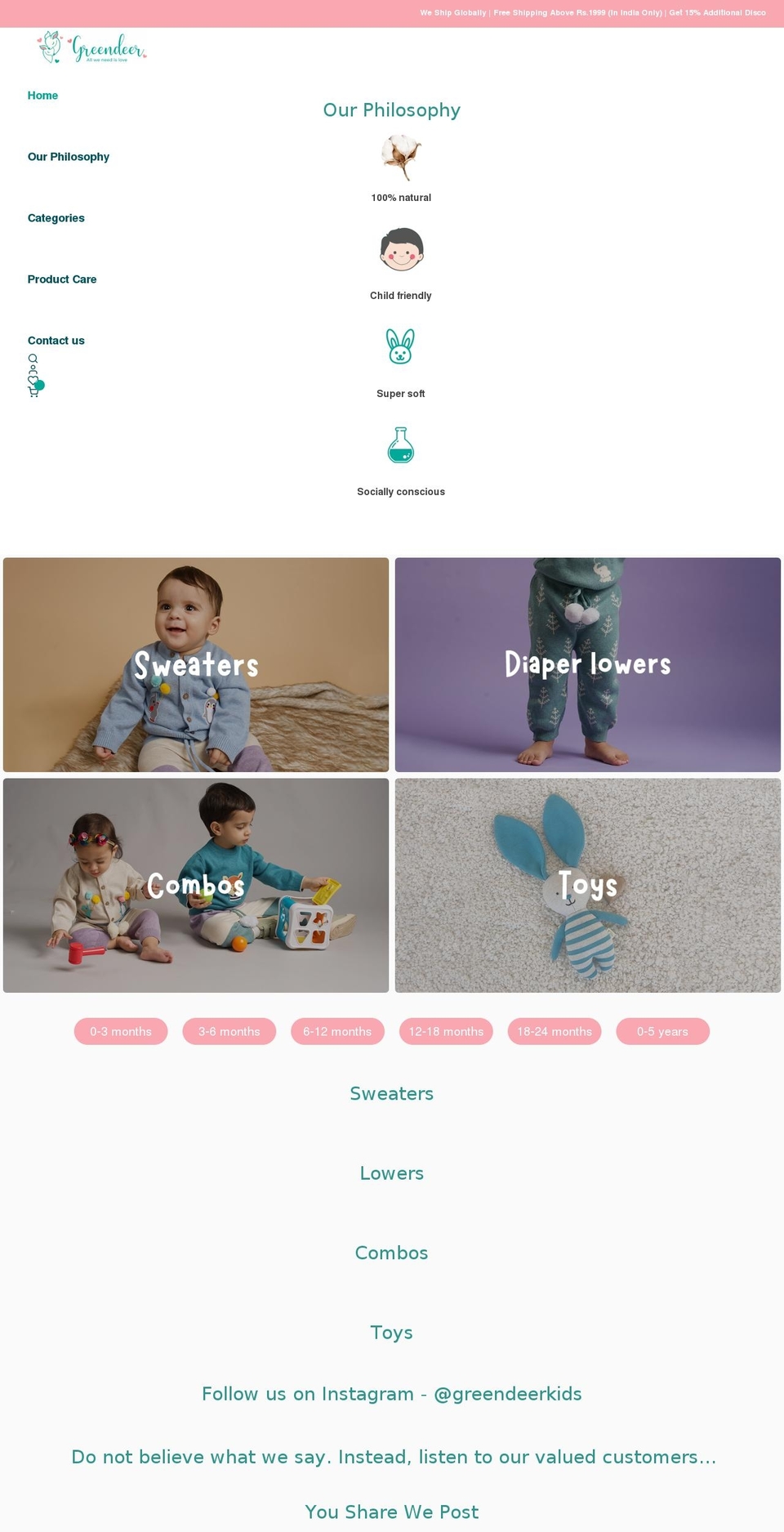 greendeerkids.com shopify website screenshot