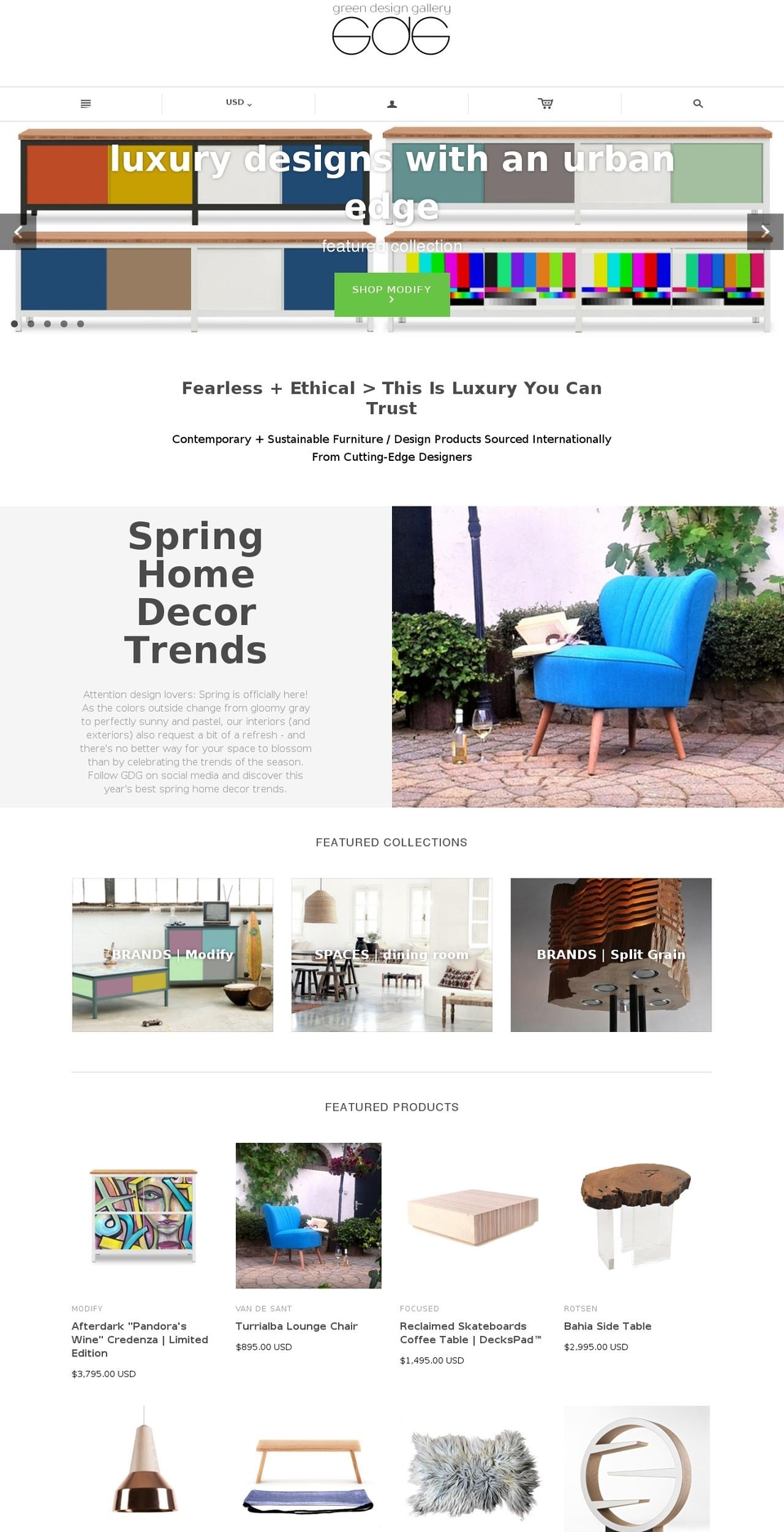 greendesigngallery.com shopify website screenshot