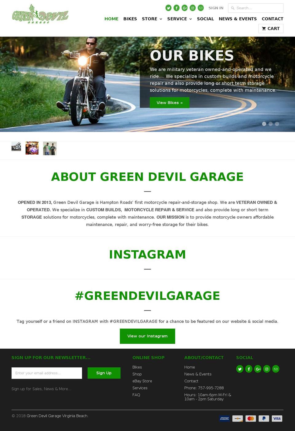 greendevilgarage.net shopify website screenshot