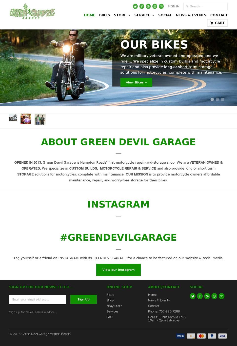 greendevilgarage.org shopify website screenshot