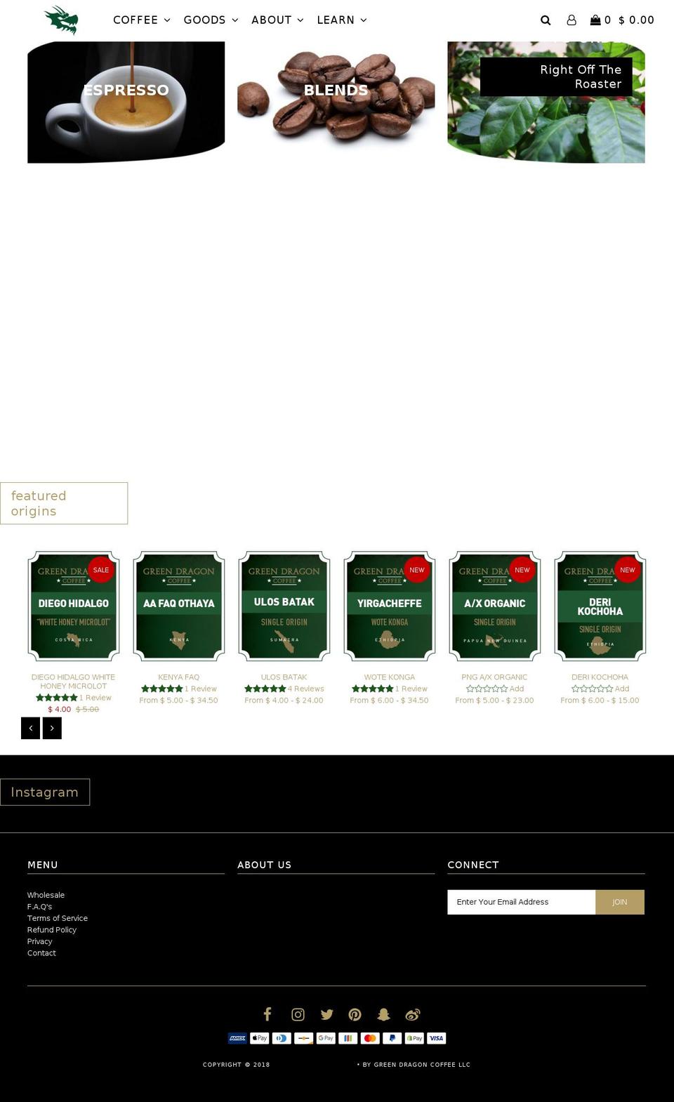greendragoncoffee.com — Shopify storefront screenshot