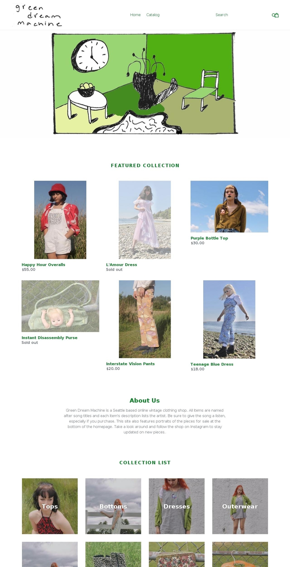 greendreammachine.com — Shopify storefront screenshot
