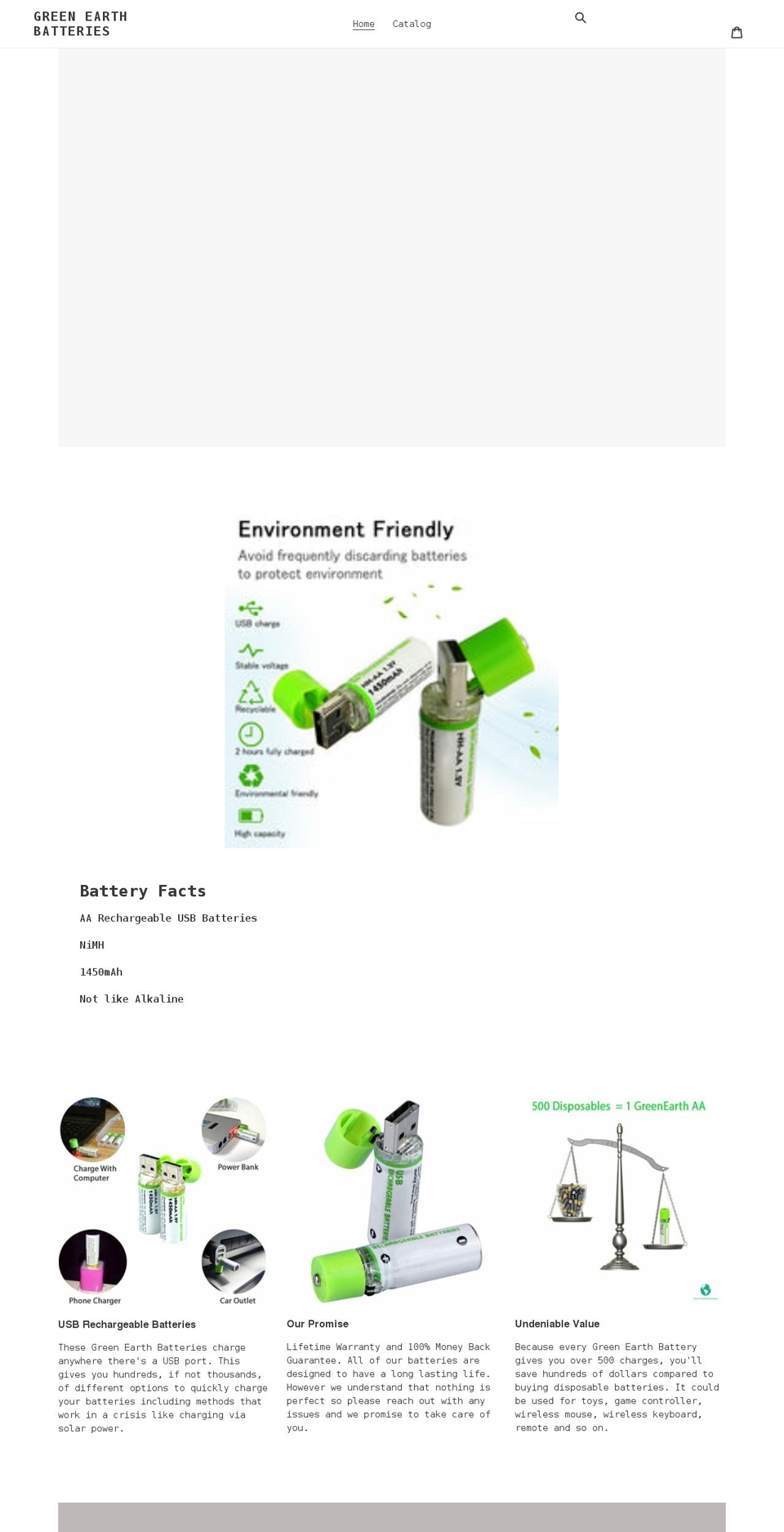 greenearthbatteries.com shopify website screenshot