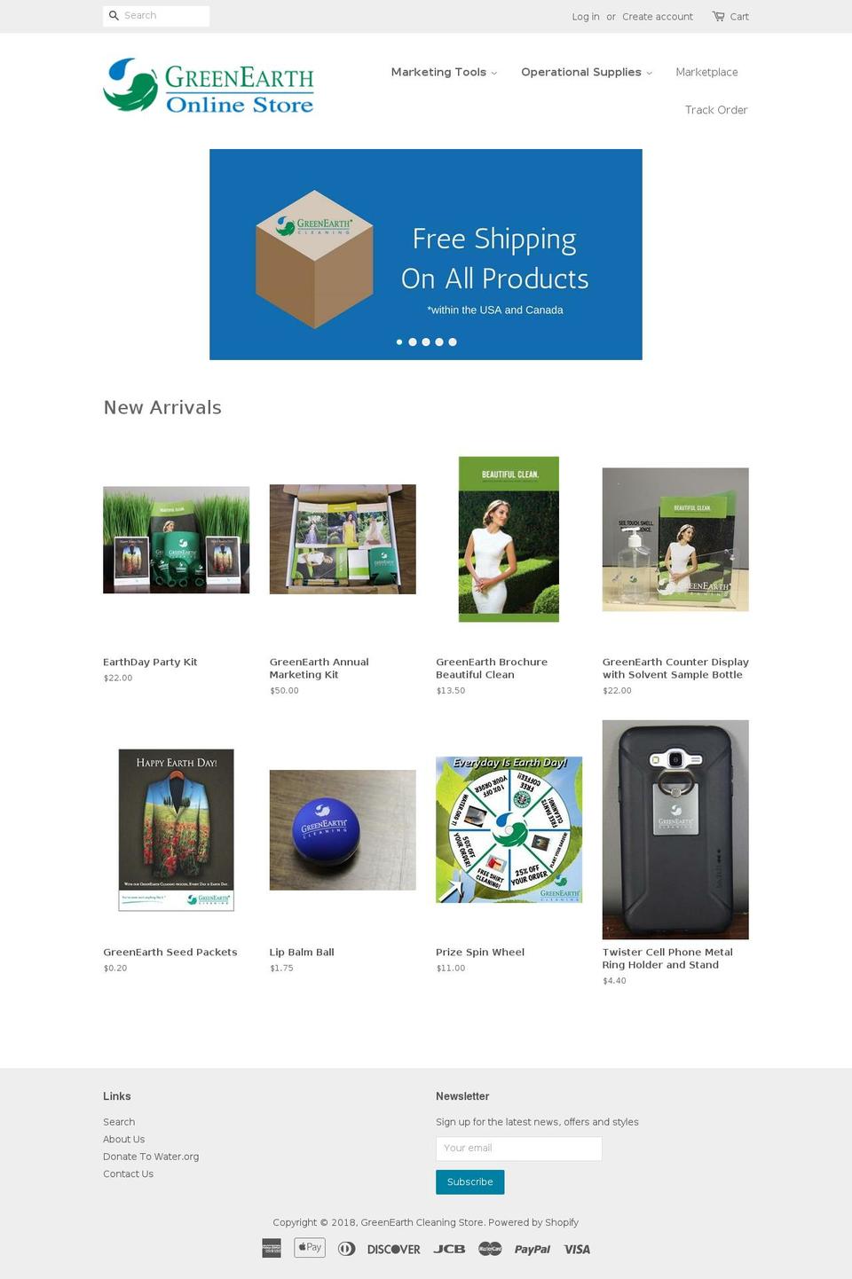greenearthcleaningstore.com shopify website screenshot