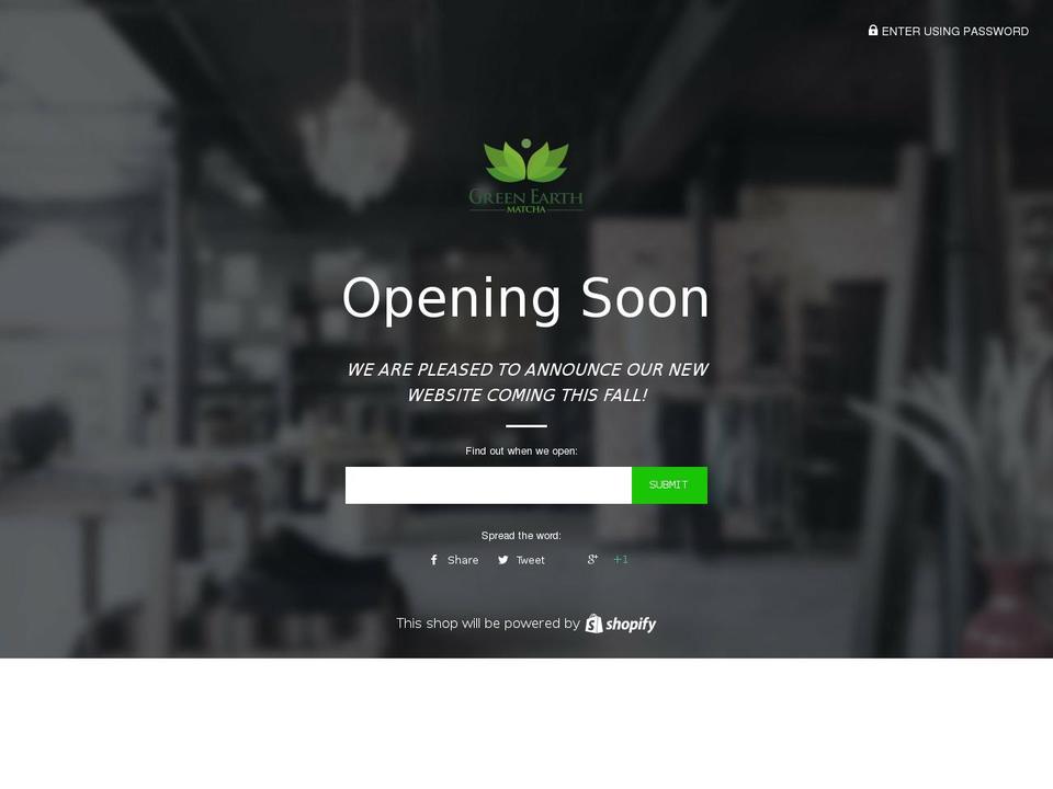 greenearthmatcha.com shopify website screenshot