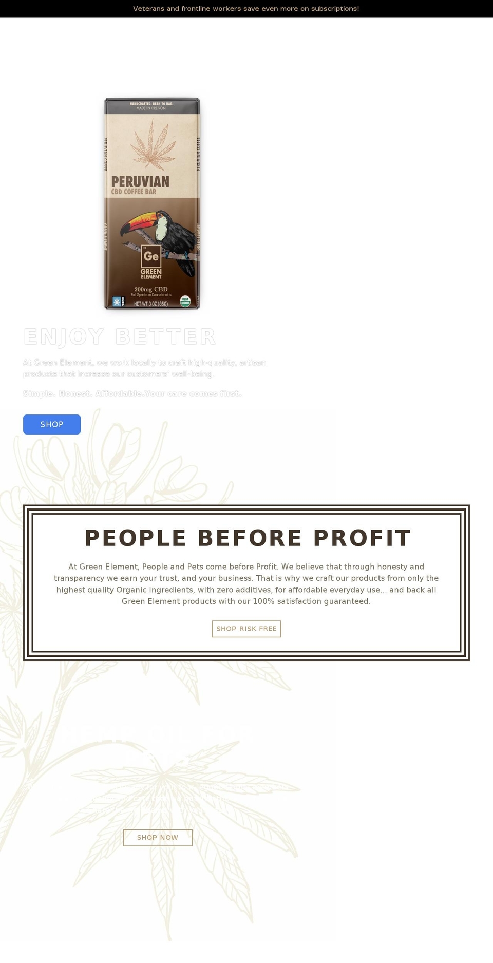greenelementcbd.com shopify website screenshot
