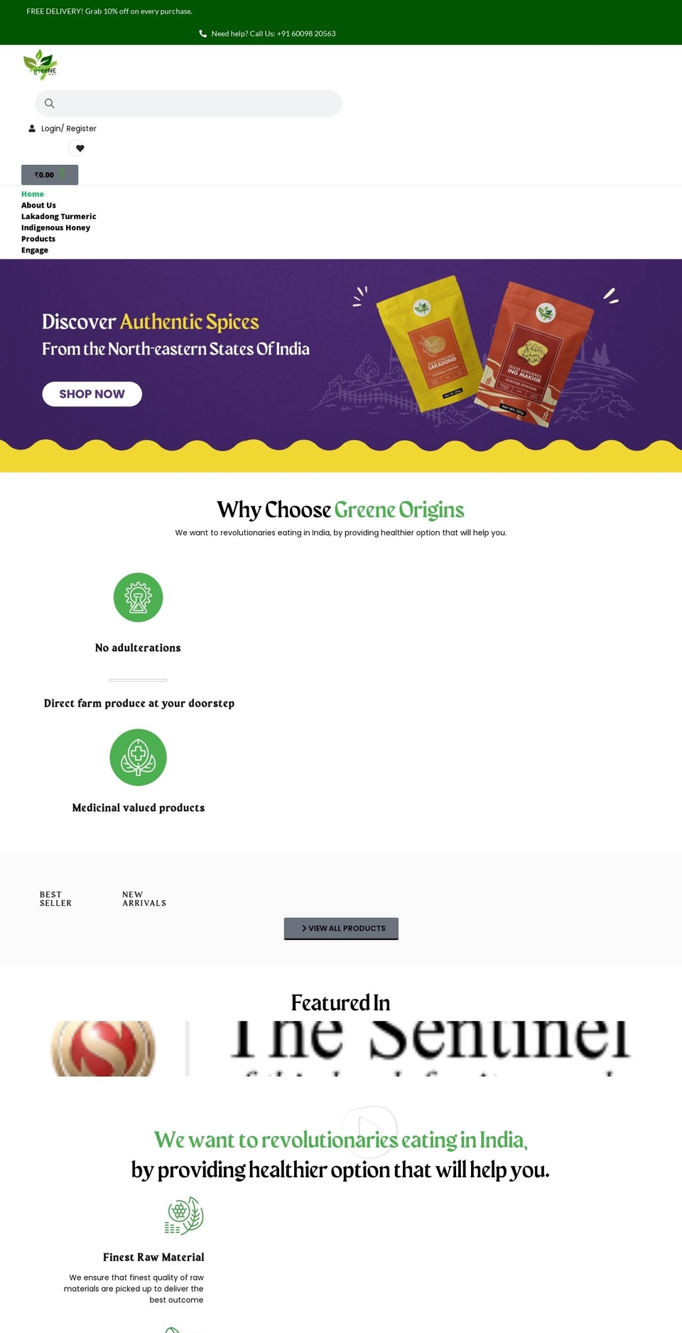 greeneorigins.com shopify website screenshot