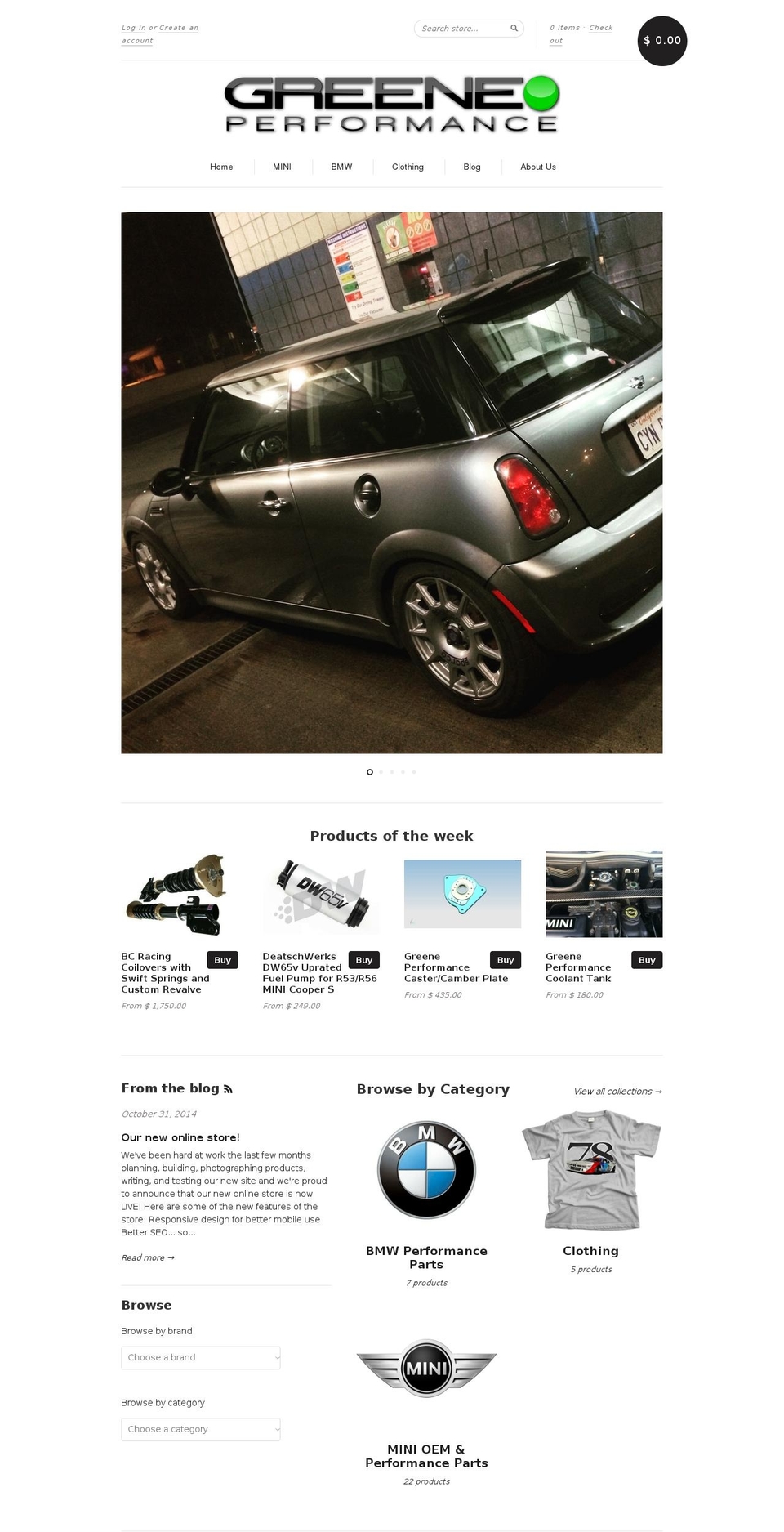 greeneperformance.com shopify website screenshot