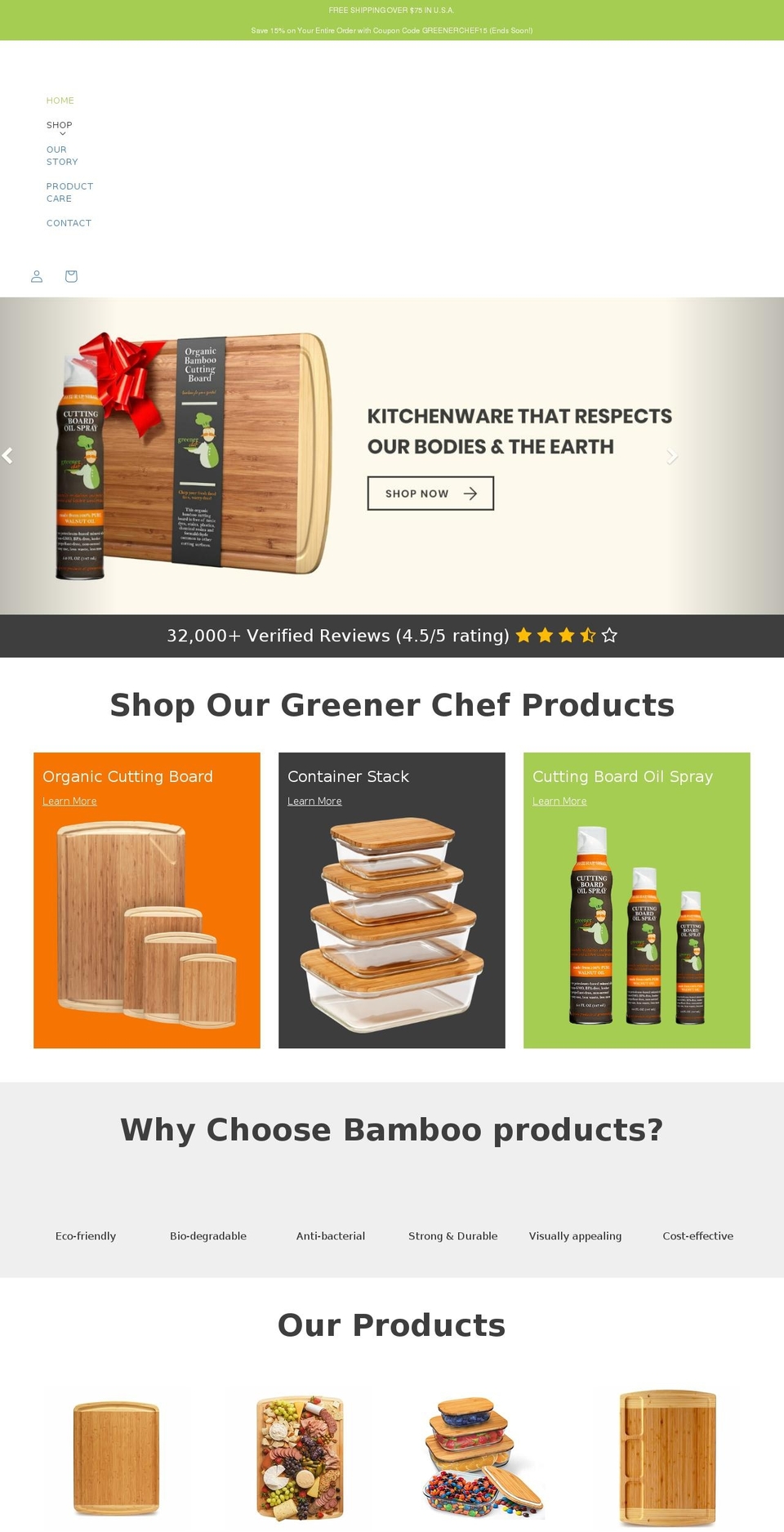 greenerchef.com shopify website screenshot
