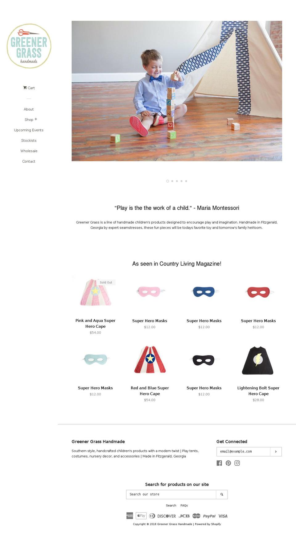 greenergrasshandmade.com — Shopify storefront screenshot