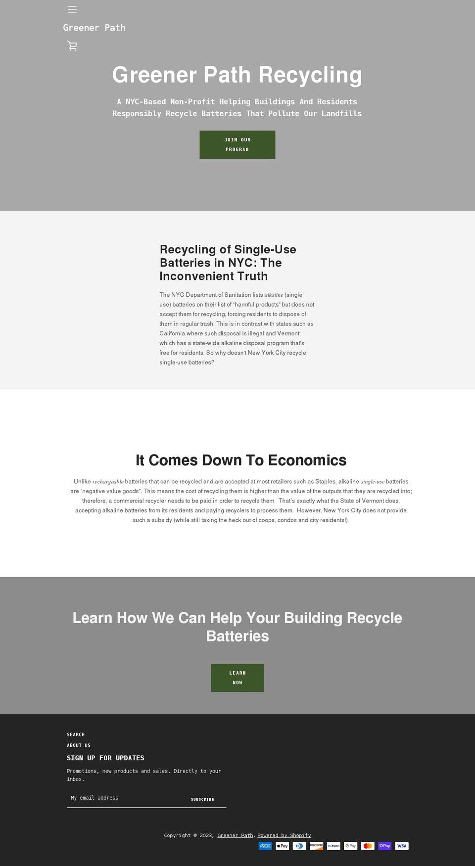 greenerpath.net shopify website screenshot
