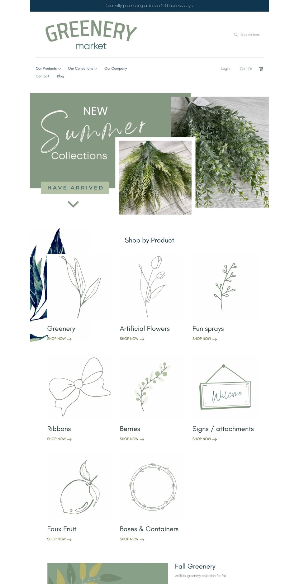 greenerymarket.com shopify website screenshot
