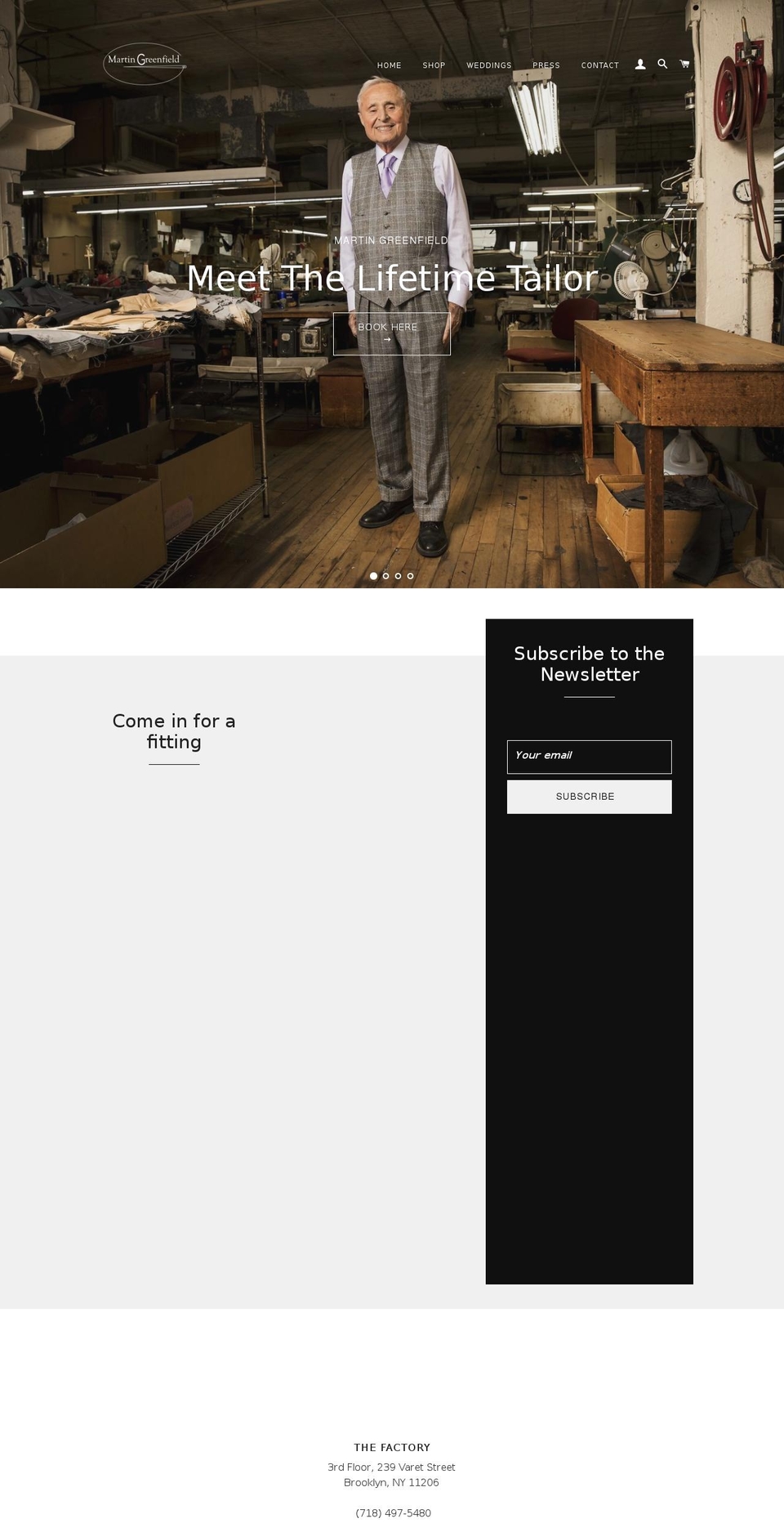 greenfieldclothiers.net shopify website screenshot