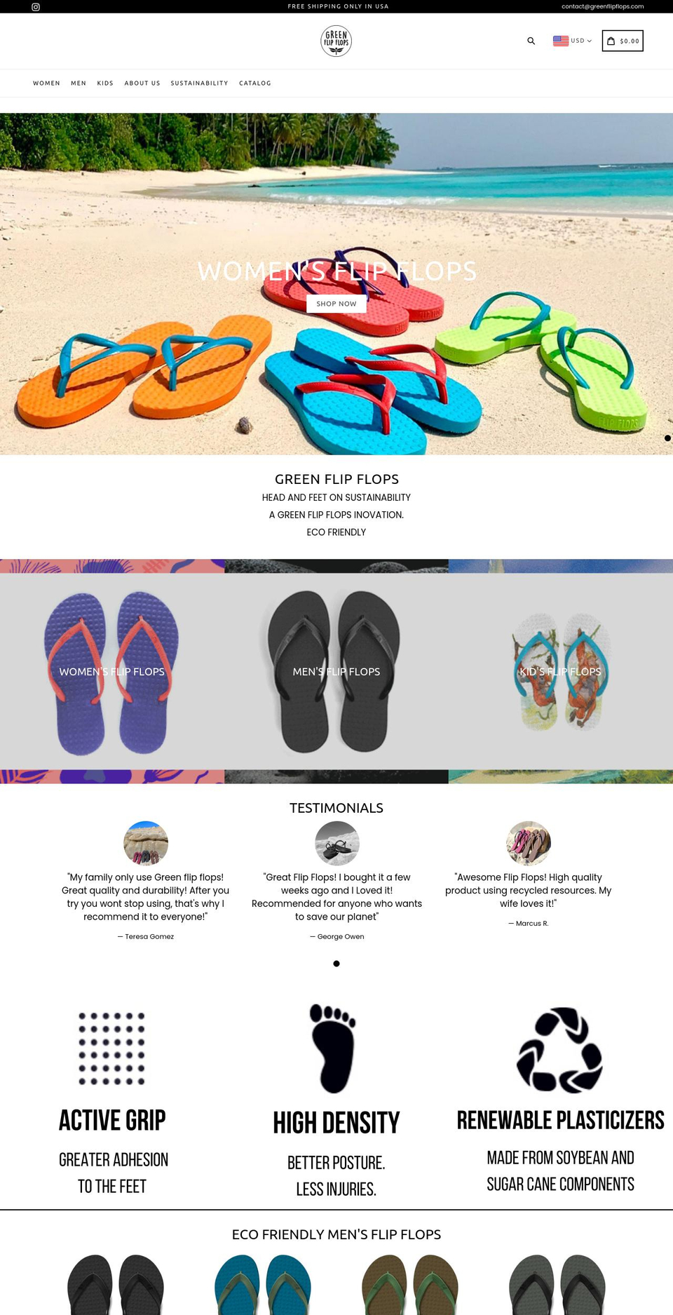 greenflipflops.com shopify website screenshot