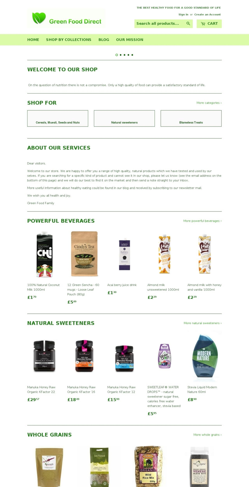 greenfood.direct shopify website screenshot