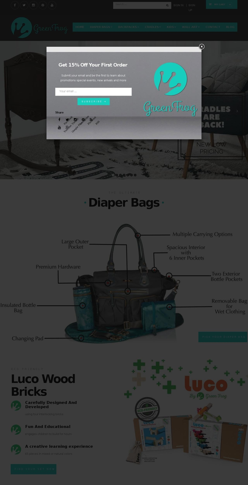 Green Frog Baby Shopify theme site example greenfrogart.net