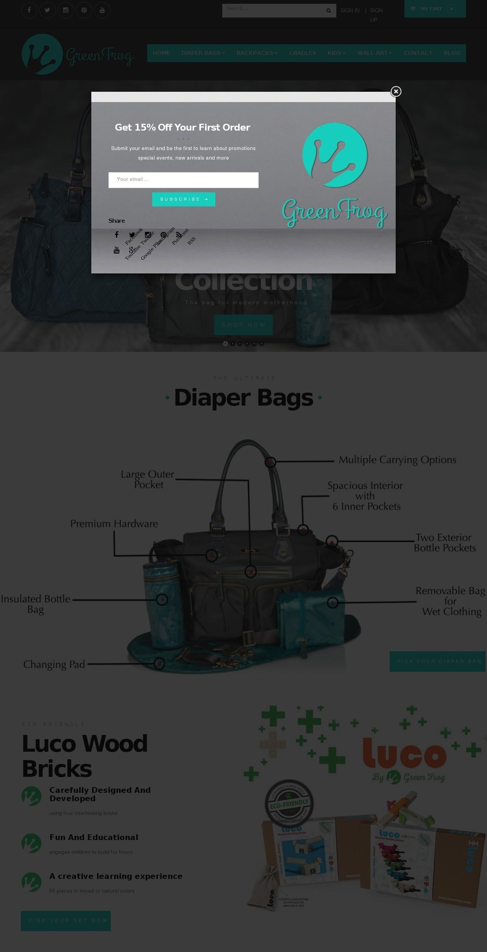 Green Frog Baby Shopify theme site example greenfrogbaby.com