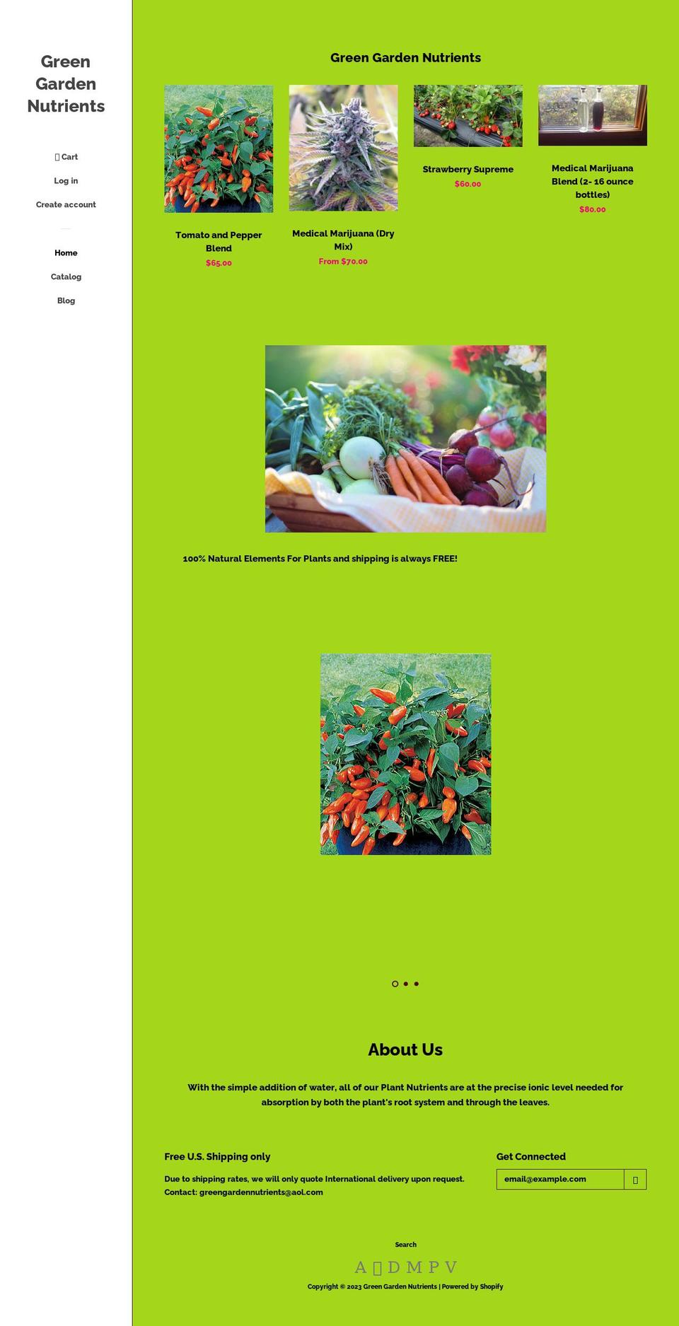 greengardennutrients.com shopify website screenshot