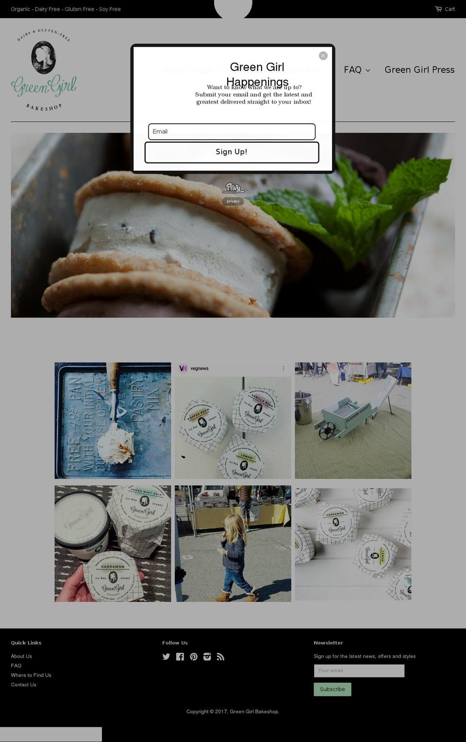 greengirlbakeshop.com shopify website screenshot