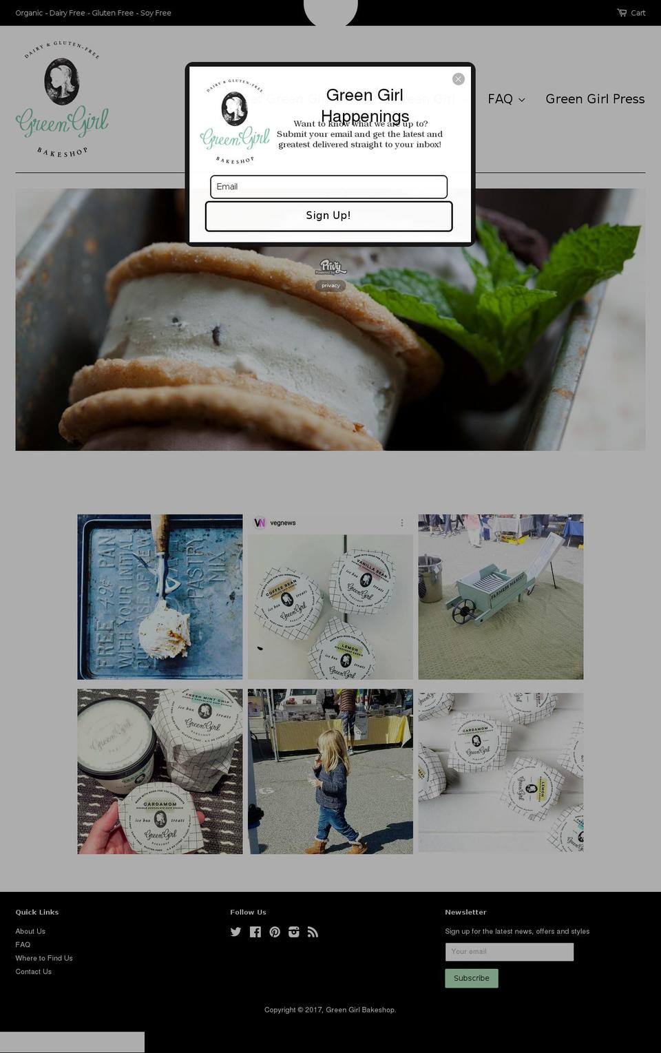 greengirlcookie.com shopify website screenshot