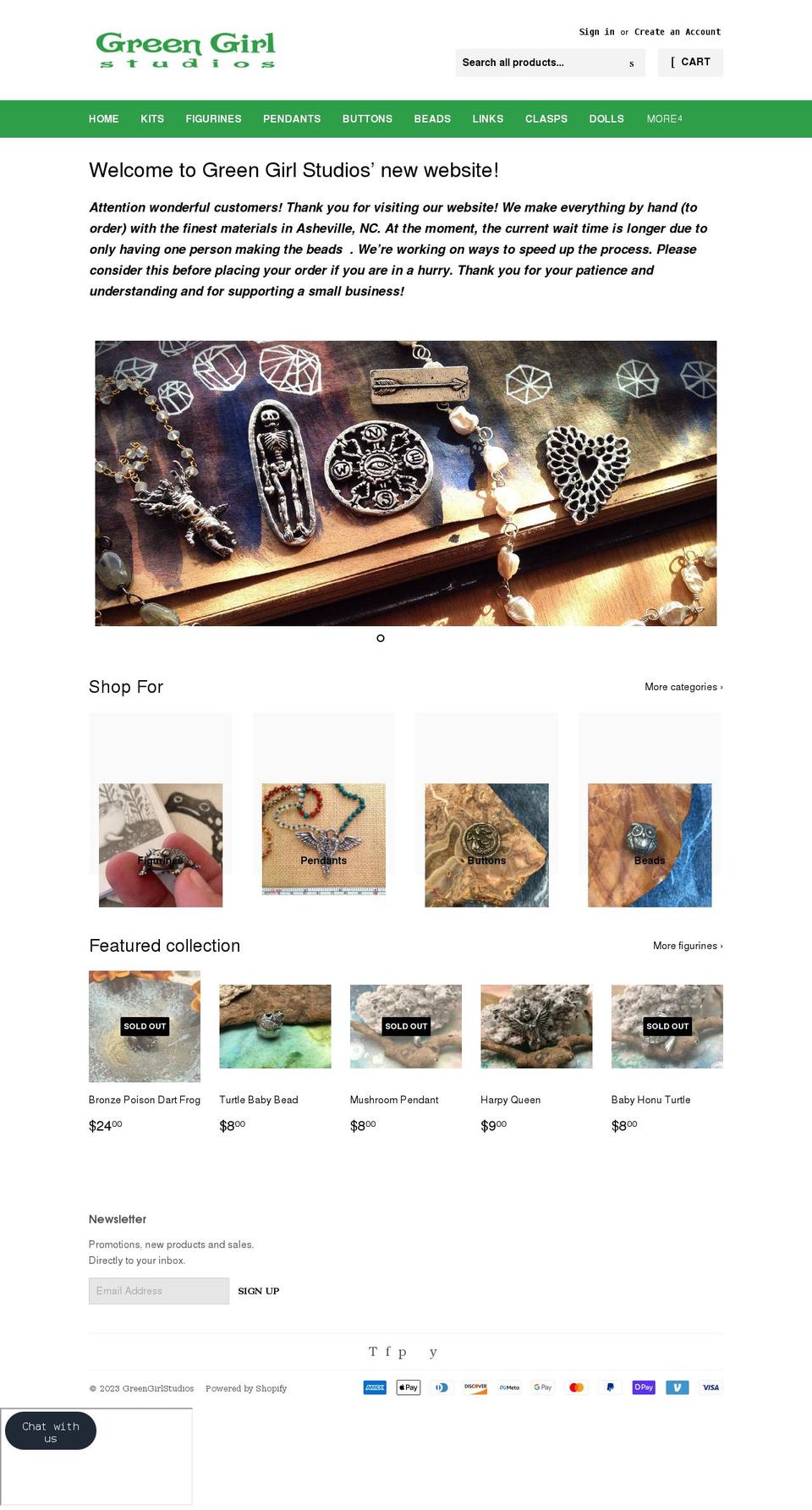 greengirlstudios.com shopify website screenshot