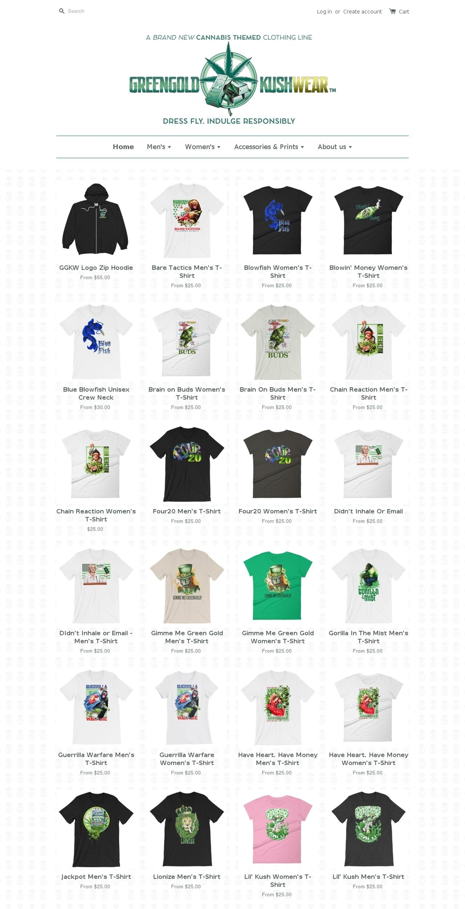greengoldkushwear.com shopify website screenshot