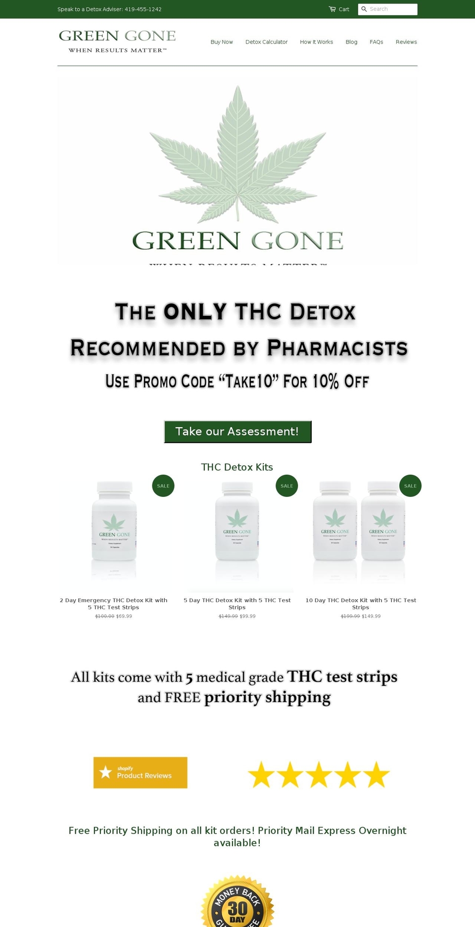 greengonedetox.com shopify website screenshot