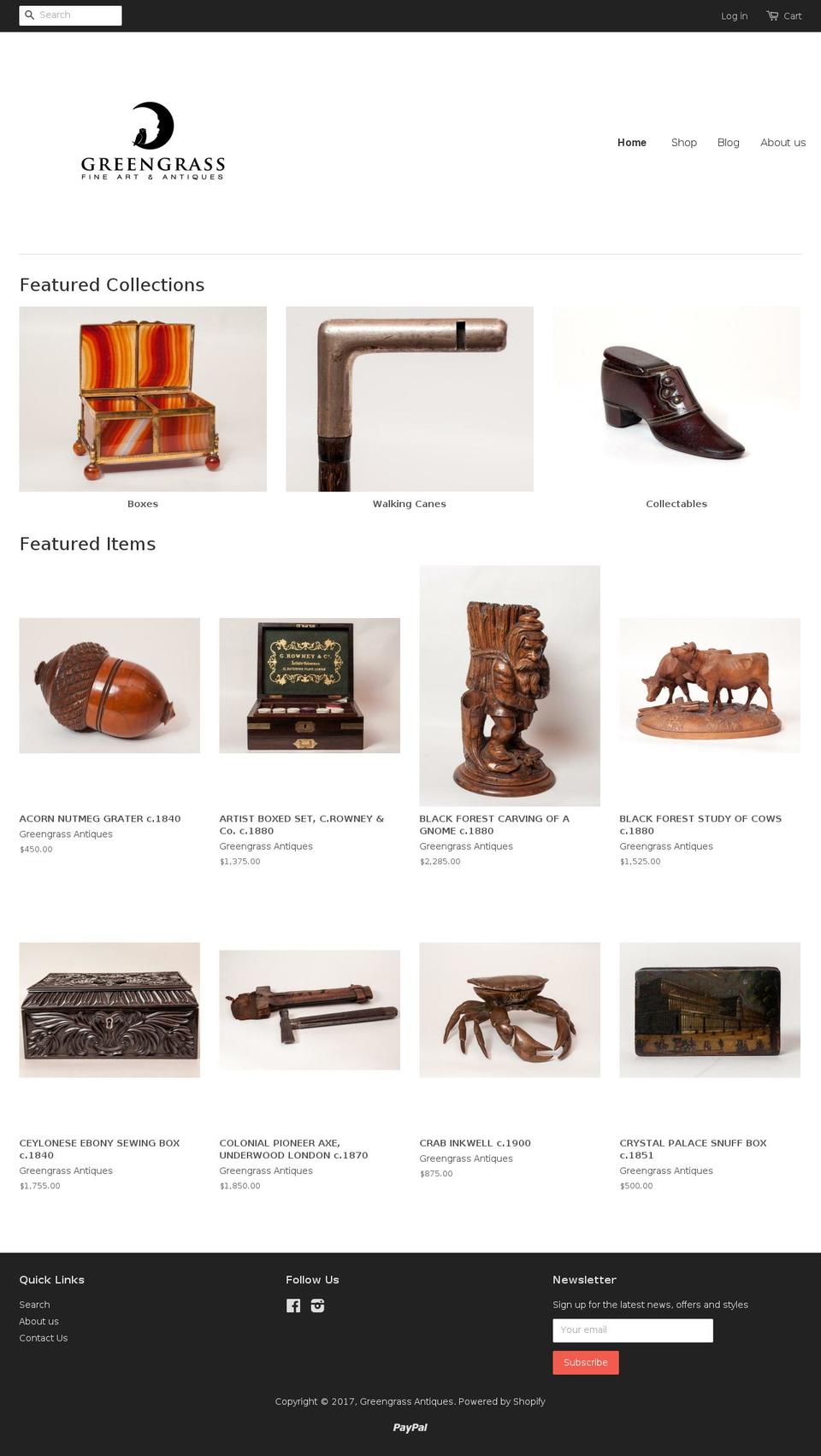 greengrassantiques.com shopify website screenshot