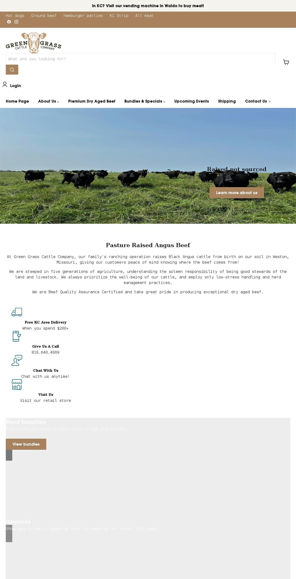 greengrasscattleco.com shopify website screenshot