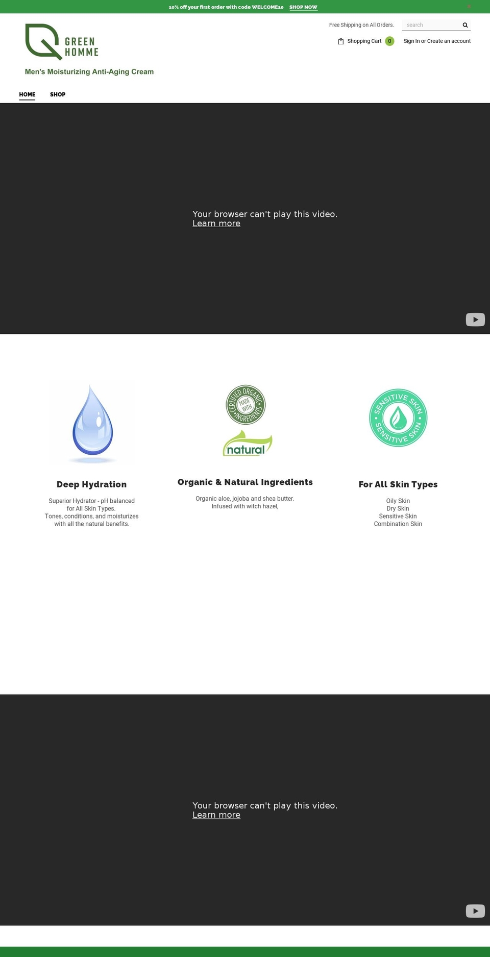 greenhomme.com shopify website screenshot