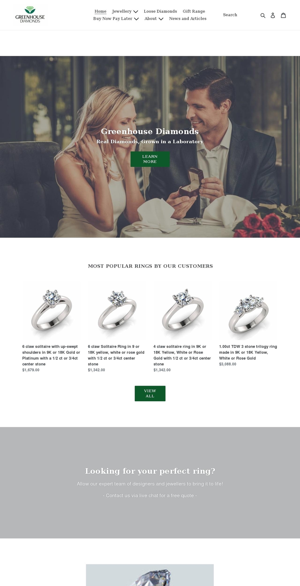 greenhousediamonds.com.au shopify website screenshot