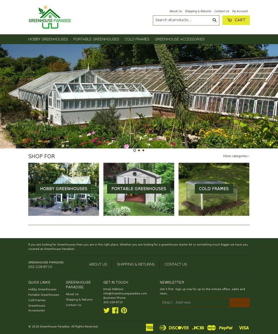 greenhouseparadise.com — Shopify storefront screenshot