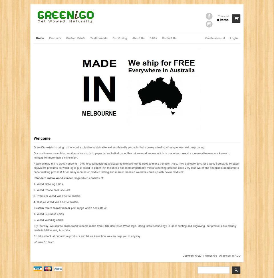 greenigo.com.au shopify website screenshot