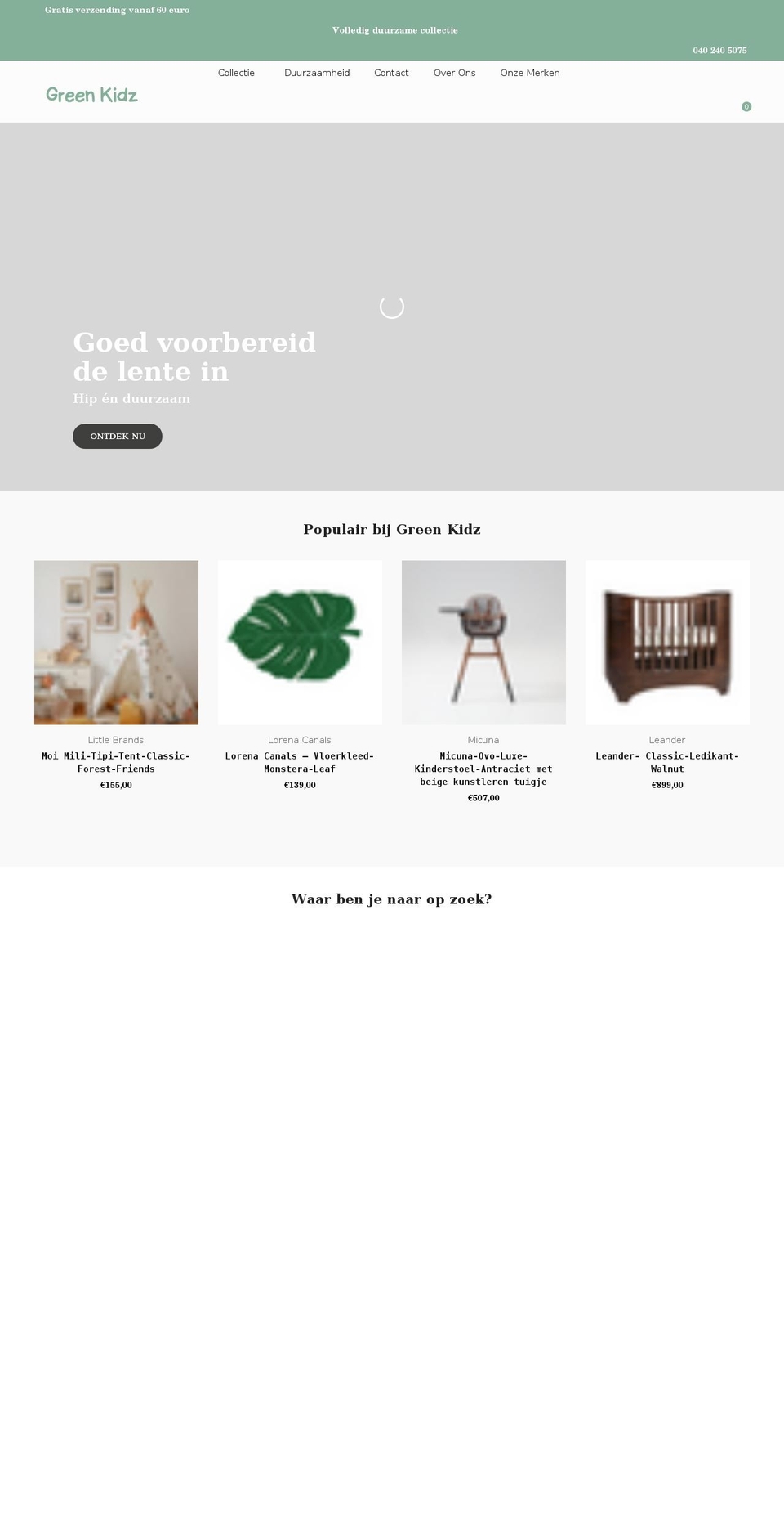 greenkidz.nl shopify website screenshot