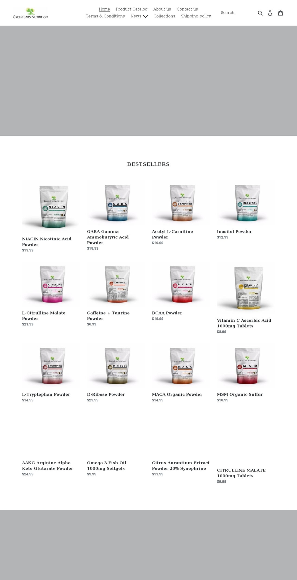 greenlabsnutrition.com shopify website screenshot
