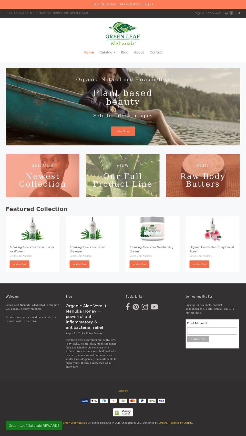 greenleafnaturals.com shopify website screenshot
