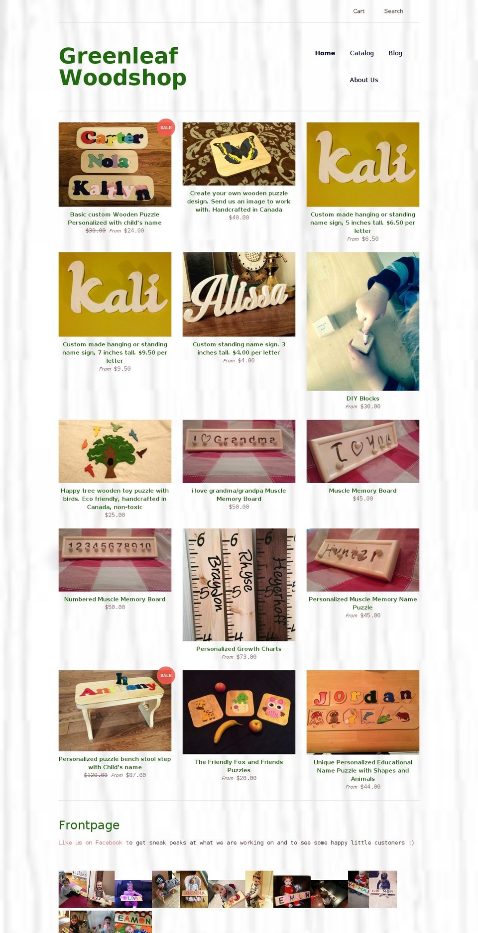 greenleafwoodshop.com shopify website screenshot