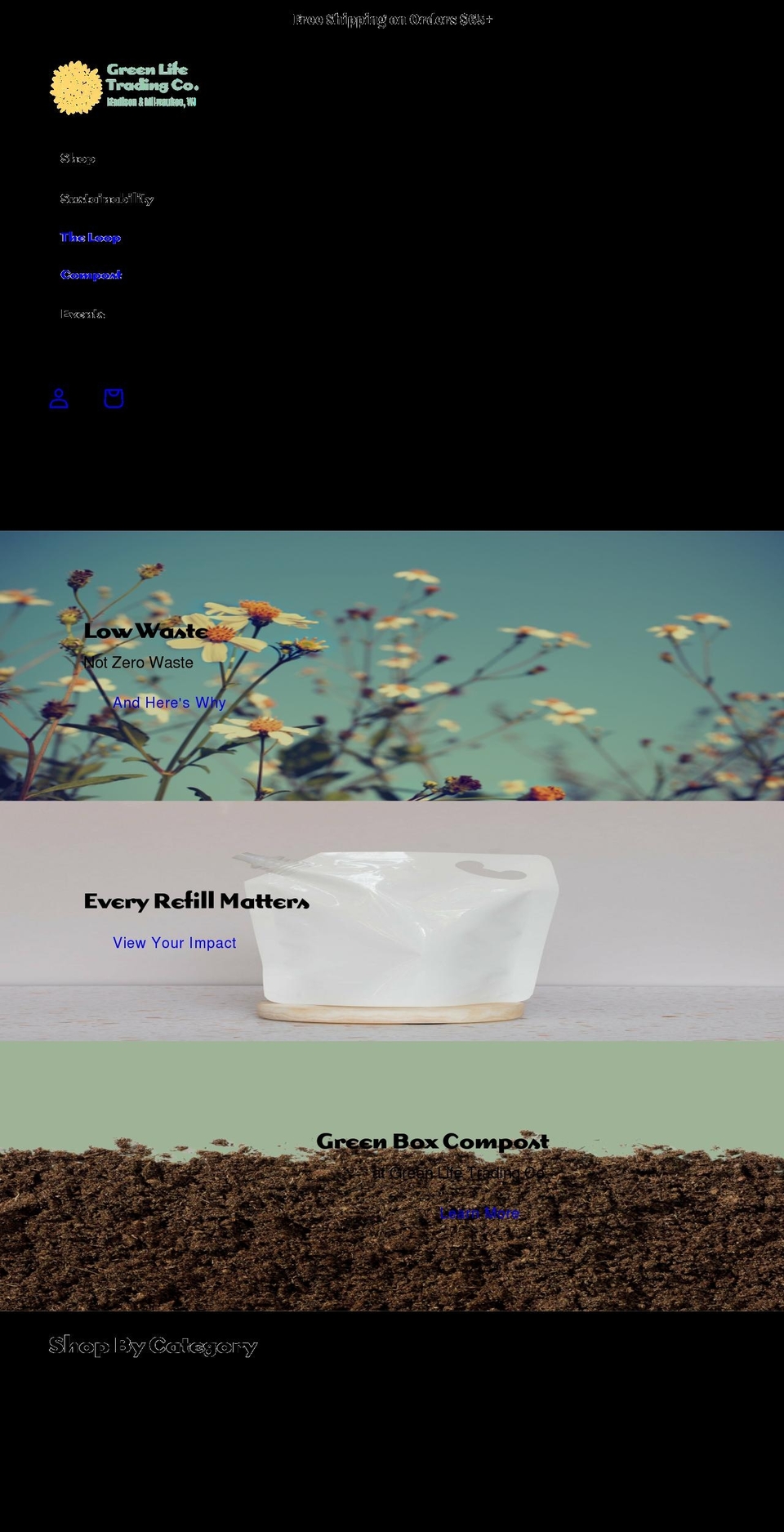 greenlifetradingco.com shopify website screenshot